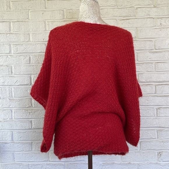Wooden Ships Red Open Weave Dolman Batwing Sleeve Pullover - Picture 2 of 10
